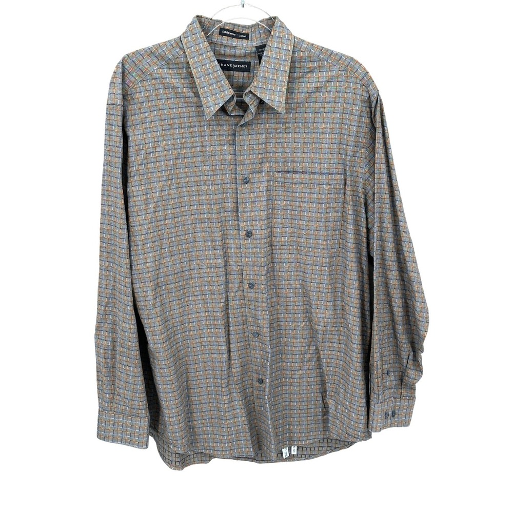 Vintage Jhane Barnes Shirt Mens Large Multi Check‎ Long Sleeve Button Up Japan